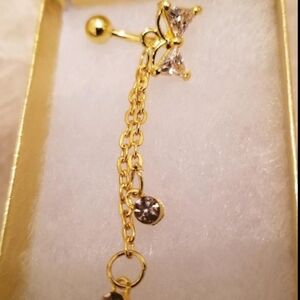 Crystal butterfly pink Rhinestone bellybutton